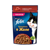 FELIX Sensations пауч для кошек (говядина, томаты в желе) 75 г