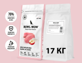 BOWL WOW ЗАВОДЧИКАМ Корм сухой для собак средних пород с индейкой, рисом и добавлением яблока, 17 кг