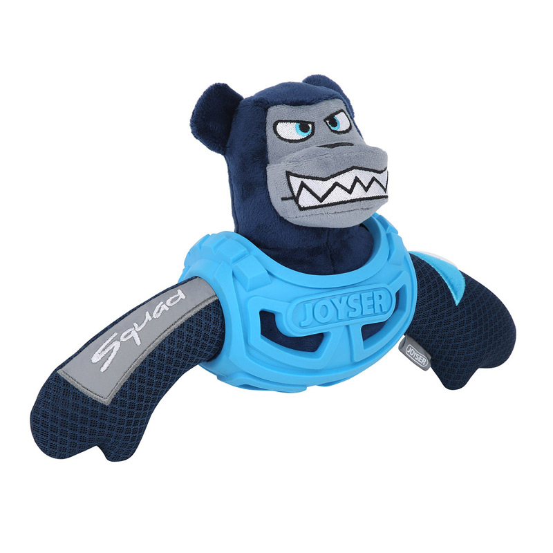 Joyser Игрушка для собак Squad Медведь J-Bear в броне с пищалкой M/L голубой, 32 см