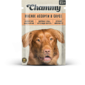 Chammy Влажный корм для собак, мясное ассорти, кусочки в соусе, 85 г