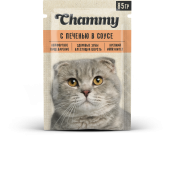 Chammy АКЦИЯ Влажный корм для кошек, печень, кусочки в соусе, 85 г
