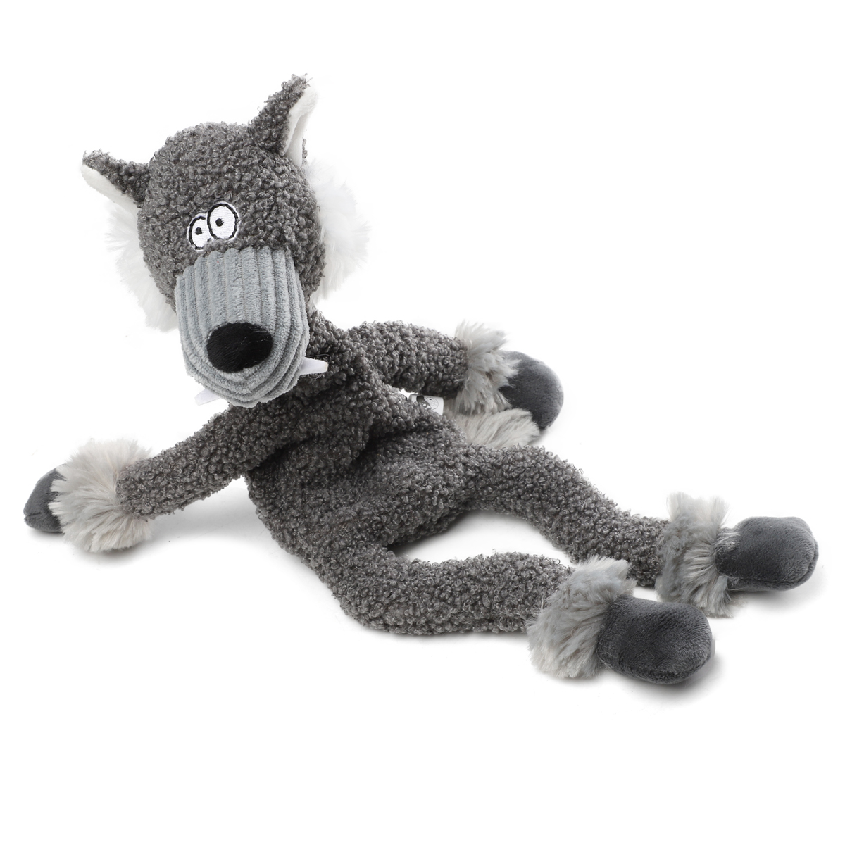 GiGwi Игрушка для собак Волк с верёвкой и пищалкой 39см, серия PLUSH FRIENDZ