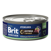 Brit Premium by Nature Консервы с мясом курицы и печенью для стерилизованных кошек, 100 г