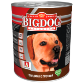 BIG DOG Консервы для собак говядина с гречкой, 850 г