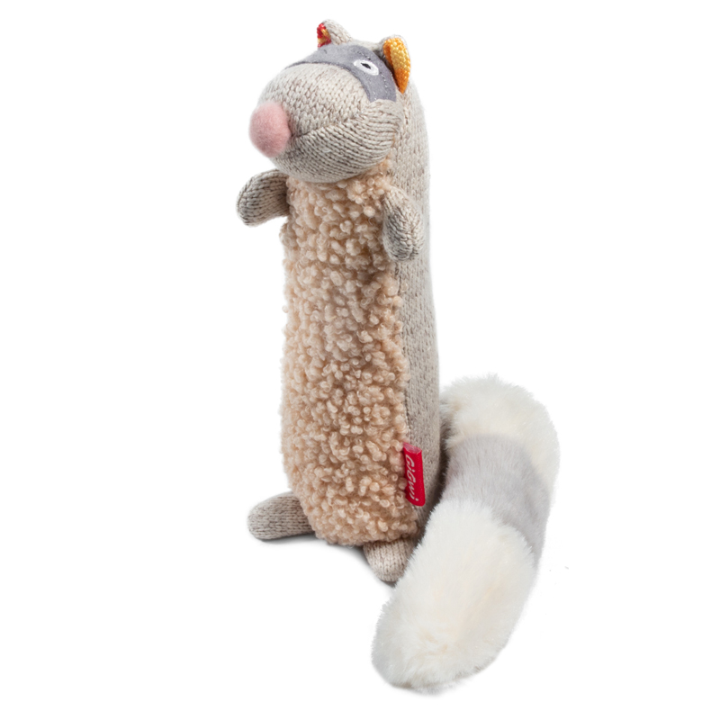 GiGwi Игрушка для собак Енот с пищалкой 34см, серия PLUSH FRIENDZ
