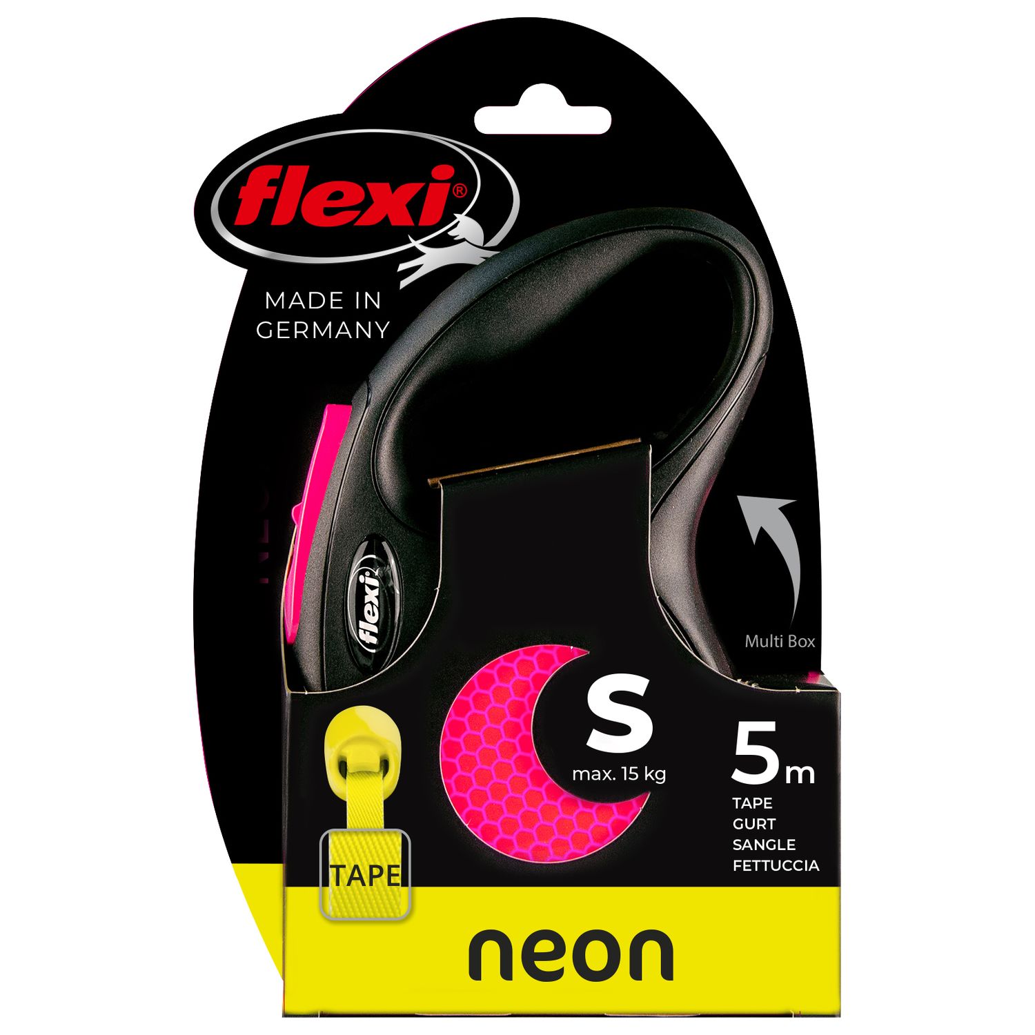 Flexi Neon New S рулетка (до 15 кг) лента розовый 5 м