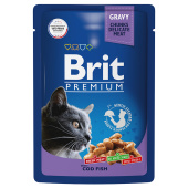 Brit Premium Пауч для взрослых кошек треска в соусе, 85 г
