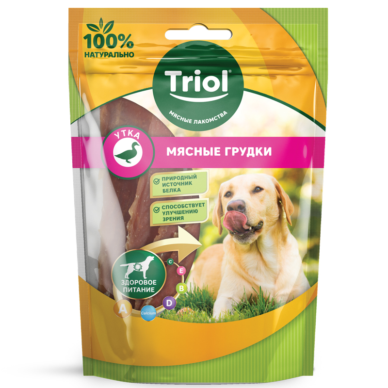 Triol Лакомство для собак «Мясные грудки из утки», 70г