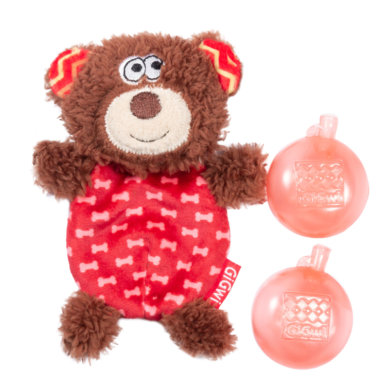GiGwi Игрушка для собак Мишка со сменными пищалками 13см, серия PLUSH FRIENDZ