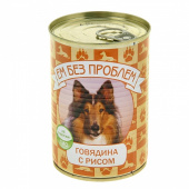 Ем без проблем Консервы для собак, говядина с рисом 410 г