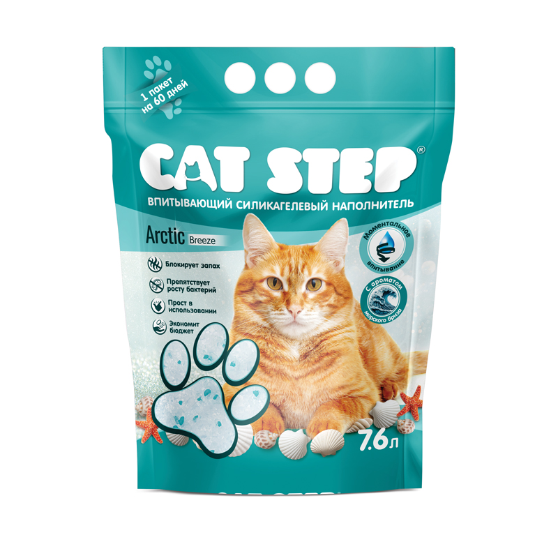 Cat Step Наполнитель впитывающий силикагелевый Arctic Breeze, 7,6 л