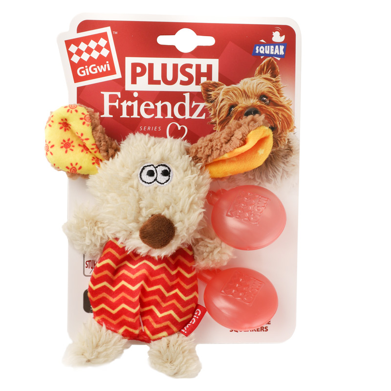 GiGwi Игрушка для собак Собачка со сменными пищалками 13см, серия PLUSH FRIENDZ