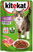 Kitekat Влажный корм для кошек ягненок в соусе, 85 г