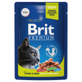 Brit Premium Пауч для взрослых кошек ягненок и говядина в соусе, 85 г