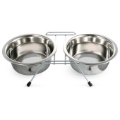 Triol Миска металлическая на подставке, 2*0,40 л
