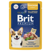 Brit Premium Пауч курица в соусе для взрослых стерилизованных собак всех пород,85 г