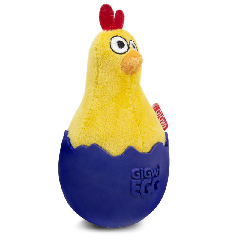GiGwi Игрушка для собак Цыпленок-неваляшка с пищалкой 14см, серия EGG