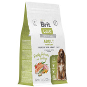 Brit Care Superpremium Dog Adult M с лососем и индейкой для взрослых собак средних пород, Здоровая кожа и шерсть