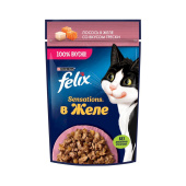 FELIX Sensations пауч для кошек с лососем в желе со вкусом трески, 75 г