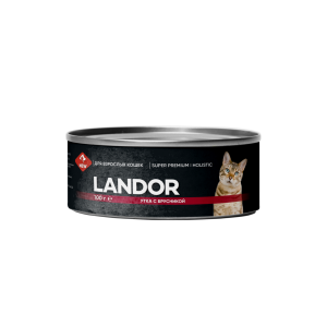  LANDOR консервы для кошек утка с брусникой ( паштет ) 100 г