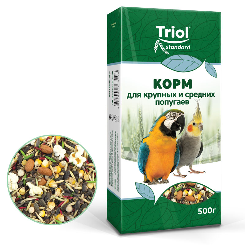 Triol Корм для крупных и средних попугаев, 500г, Тriol Standard
