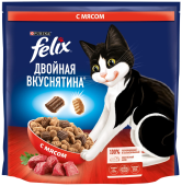 FELIX Сухой корм для кошек Двойная вкуснятина, с мясом, 1,3 кг