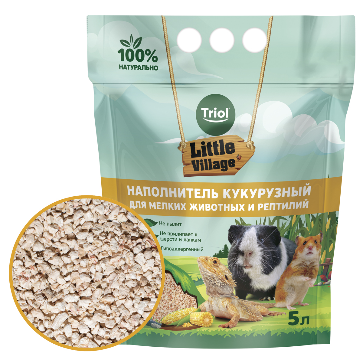 Triol Наполнитель кукурузный для мелких животных и рептилий, 5л, серия LITTLE VILLAGE