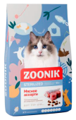 ZOONIK сухой корм для стерилизованных кошек и котов Мясное ассорти, 