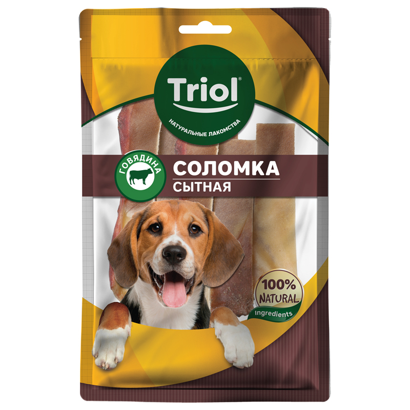 Triol Соломка говяжья сытная для собак, 40г
