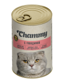 Chammy Влажный корм для кошек, говядина, кусочки в соусе, 415 г