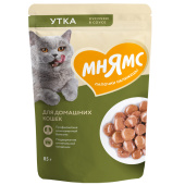 Мнямс Влажный корм для домашних кошек, Кусочки в соусе с уткой, 85 г