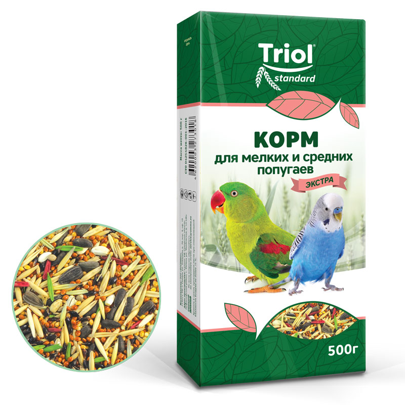 Triol Корм для мелких и средних попугаев "Экстра", 500г, Тriol Standard