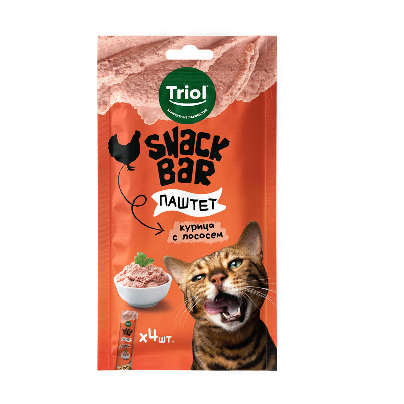 Triol Лакомство для кошек "Паштет из курицы с лососем", 40г, серия SNACK BAR