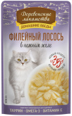 Деревенские лакомства Пауч для кошек Филейный лосось в нежном желе, 70 г