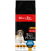 Pro Plan сухой корм для собак крупных пород Мощного телосложения, курица, 12 кг + 2 кг в подарок