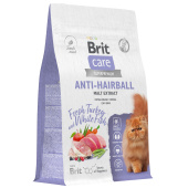 Brit Care Superpremium Cat Anti-Hairball с белой рыбой и индейкой для взрослых кошек, Вывод шерсти