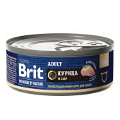 Brit Premium by Nature Консервы с мясом курицы и сыром для кошек, 100 г