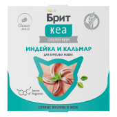 БРИТ КЕА Ламистер для взрослых кошек, Индейка и Кальмар, Волокна в желе, 75 г