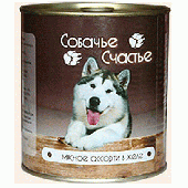 Собачье счастье Консервы для собак Мясное ассорти в желе 750 г