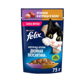 FELIX Двойной вкус Пауч для кошек в желе Ягненок и курица, 75 г
