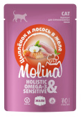 Molina Пауч для взрослых кошек Цыпленок и лосось в желе, 70 г АКЦИЯ