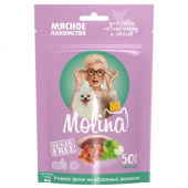 Molina АКЦИЯ !!! Снижение цены !!! Лакомство для собак мелких пород и щенков утиное филе на яблочных дольках, 50 г