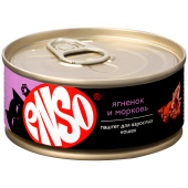 ENSO консервы для взрослых кошек, паштет с ягненком и морковью, банка 100 г