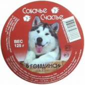 Собачье счастье Корм для собак с говядиной 125 г