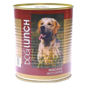 Дог Ланч Влажный корм для собак крем-суфле Мясное ассорти 410 г