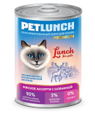 Lunch For Pets Консервы для кошек мясное ассорти с олениной, кусочки в желе, 400 г
