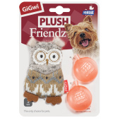 GiGwi Игрушка для собак Сова со сменными пищалками 10см, серия PLUSH FRIENDZ