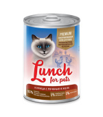 Lunch For Pets Консервы для кошек Курица с печенью в желе, 400 г