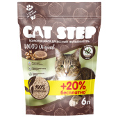 Cat Step АКЦИЯ (+20% бесплатно) Наполнитель комкующийся растительный Wood Original, 6 л