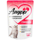 Амурр Влажный корм для котят в соусе с говядиной, 100 г